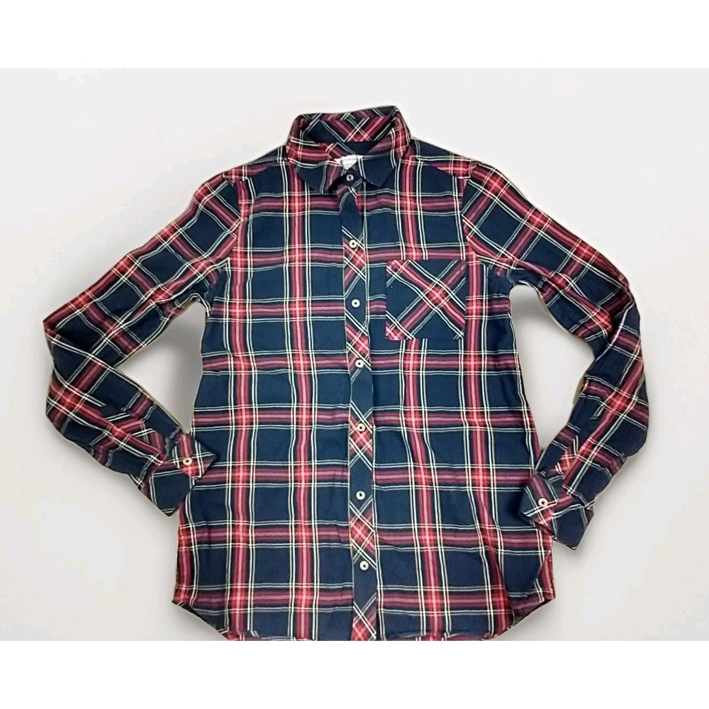 Southern Tide‎ Women's XS Blue & Red Plaid Button Up Flannel Shirt Top